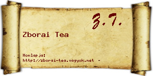 Zborai Tea névjegykártya